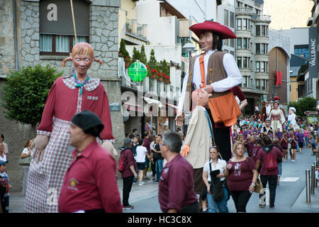 Traditionelle Feier von Riesen und große Headeds, Andorra la Vella, Andorra. Stockfoto