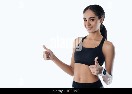 Erfolgreichen Fitness-Trainer, Blick in die Kamera Stockfoto