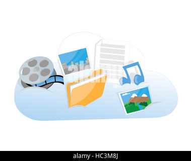 ein Vektor vertritt eine lustige Cartoon Cloud - Daten-Stauraum-Konzept Stockfoto