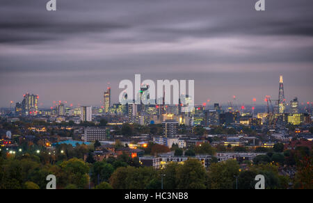 London Skyline der Stadt, einschließlich The Shard, The Gherkin, Walkie Talkie Gebäude. Stockfoto