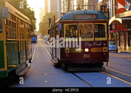 Von Melbourne, historische Straßenbahn, die läuft ein Rundweg um die Innenstadt. Melbourne, Victoria, Australien Stockfoto