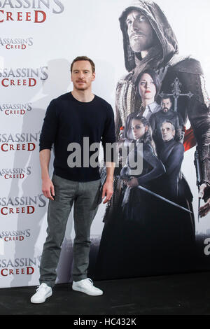 Madrid, Spanien. 7. Dezember 2016. Michael Fassbender in der Assassins Creed-Fototermin im Villamagna Hotel in Madrid, Spain.December 07, 2016. Bildnachweis: Jimmy Olsen/Medien Punch/Alamy Live-Nachrichten Stockfoto