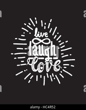 Plakat live Lachen Liebe schwarz Stock Vektor