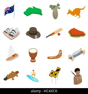 Isometrische 3D-Icons Australien Stock Vektor