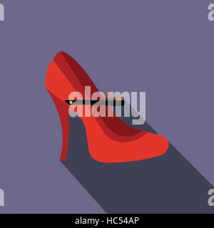 Rote high-Heel Schuhe Symbol, flachen Stil Stock Vektor