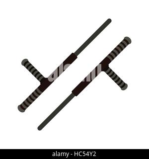 Tonfa-Waffen-flach-Symbol Stock Vektor