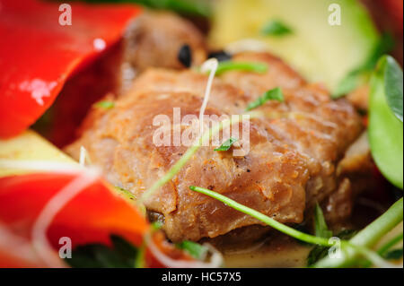 Fleisch-Eintopf mit Gemüse, Nahaufnahme Stockfoto