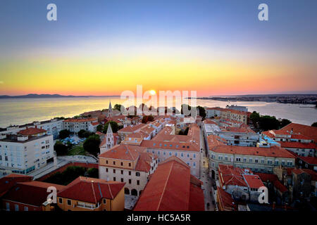 Stadt Zadar Skyline Blick auf den Sonnenuntergang, Dalmatien, Kroatien Stockfoto