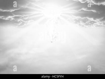 Eine Illustration, Darstellung der Auferstehung und Himmelfahrt in die Wolken im Himmel von Jesus Stockfoto