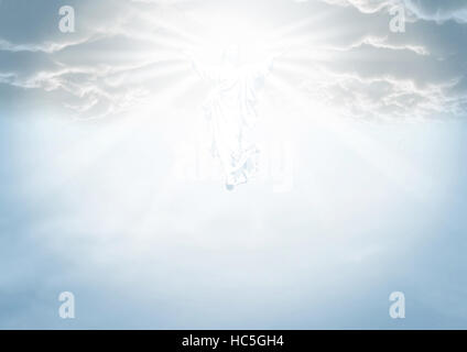 Eine Illustration, Darstellung der Auferstehung und Himmelfahrt in die Wolken im Himmel von Jesus Stockfoto