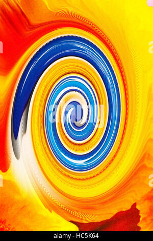 Leuchtend gelb orange und blau gefärbte Strudel abstrakten Hintergrund - abstrakte Strudel Stockfoto