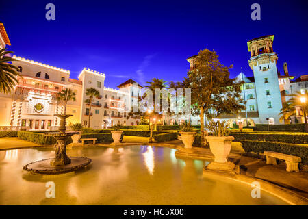 St. Augustine, Florida, USA Innenstadt Plaza Stadtbild. Stockfoto