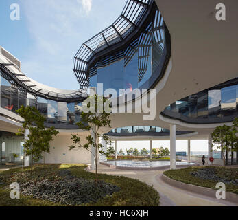 Dachterrasse mit den Zauber 'Brunnen des Lichts' Features. Wählen Sie den Hauptsitz der Gruppe, Singapur, Singapur. Architekt: Kay Ngee Tan, 2016. Stockfoto