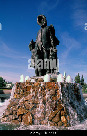 Fairbanks, Alaska, USA - Denkmal zu Ehren "Unbekannte First Family" (Künstler: Malcolm Alexander) Stockfoto