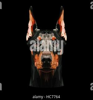 Dobermann-Hund-low-Poly-Design. Dreieck-Vektor-illustration Stock Vektor