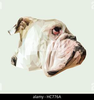 Englische Bulldogge Hund low-Poly-Design. Dreieck-Vektor-illustration Stock Vektor
