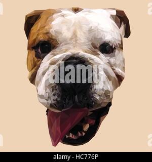 Englische Bulldogge Hund low-Poly-Design. Dreieck-Vektor-illustration Stock Vektor