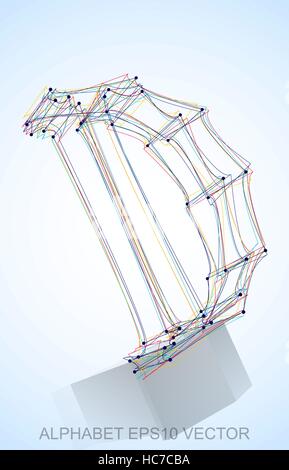 Abstrakte Darstellung einer Multicolor skizziert D mit Reflexion. Handgezeichnete 3D D für Ihr Design. 10 EPS-Vektor-Illustration. Stock Vektor