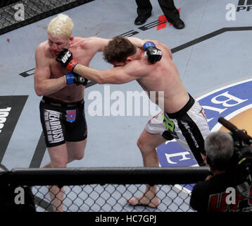 Michael Bisping, Recht, kämpft Jason Miller in The Ultimate Fighter-14-Finale im Palms in Las Vegas, Nevada auf Samstag, 3. Dezember 2011. Foto von Francis Specker Stockfoto