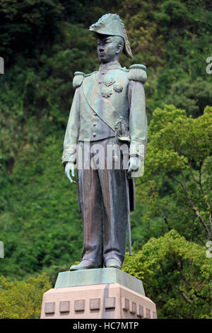 Shimadzu Tadoyoshi Statue, Tanshoen Garten, Kagoshima City, Insel Kyushu, Japan, Asien Stockfoto