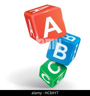 Vektor 3d Würfel mit Wort ABC auf weißem Hintergrund Stock Vektor