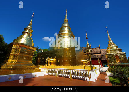 Goldene Chedi im Wat Phra Singh Tempel in Chiang Mai, Thailand Stockfoto