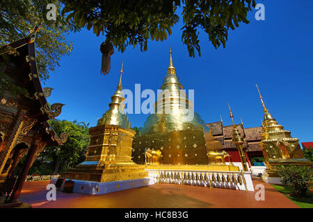 Goldene Chedi im Wat Phra Singh Tempel in Chiang Mai, Thailand Stockfoto