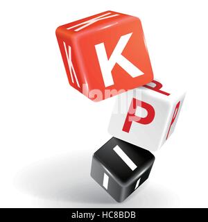 Vektor 3d Würfel mit Wort KPI Key Performance Indicator auf weißem Hintergrund Stock Vektor