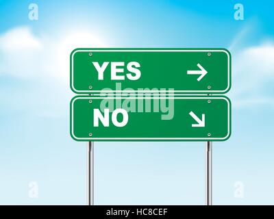 3D Schild mit Ja und Nein auf blauem Hintergrund isoliert Stock Vektor