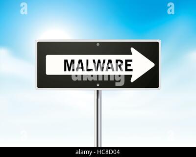 Malware auf schwarzen Schild isoliert über sky Stock Vektor
