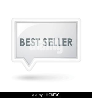 besten Verkäufer Worte Symbol auf eine Sprechblase über weiß Stock Vektor