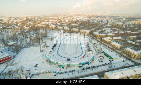 Winter-Speedway auf dem Eis Stockfoto