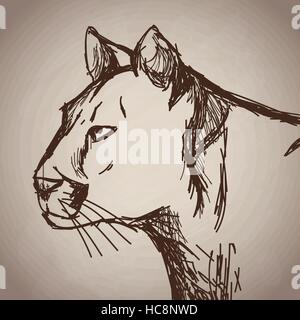 Panther Porträt Wald Handzeichnung vintage Stock Vektor