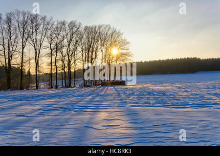 Winter Landschaft in der Nähe von bullau (Teil von Erbach) im Odenwald, Hessen, Deutschland Stockfoto