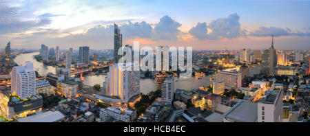 Bangkok-Panorama, Stadtbild Twilight Ansicht Stockfoto