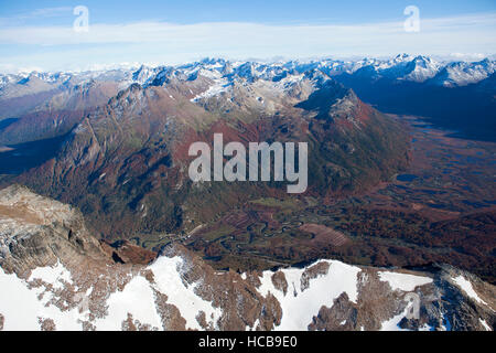 Luftaufnahme der Nationalpark Tierra Del Fuego, Berge und Seen, Tierra Del Fuego, Anden, Argentinien Stockfoto