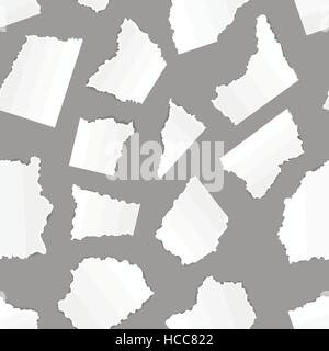 Viele weiße zerrissenes Papierstücke auf grauem Hintergrund, nahtlose Muster Stock Vektor