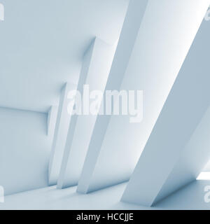 Abstrakte leeren Raum, Diagonale Spalten in einer Zeile, leeren weißen Innenraum Hintergrund, 3d illustration Stockfoto