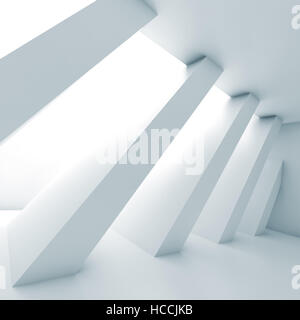 Abstrakte weißen leeren Raum, Diagonale Spalten in einer Zeile, leeren Innenraum Hintergrund, 3d illustration Stockfoto