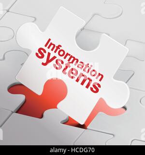 Informationssysteme auf weißen Puzzle-Stücke-Hintergrund Stock Vektor