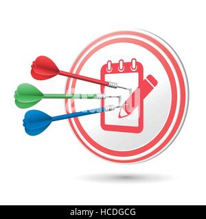 Service Konzept Ziel mit Darts treffen auf sie über weiß Stock Vektor