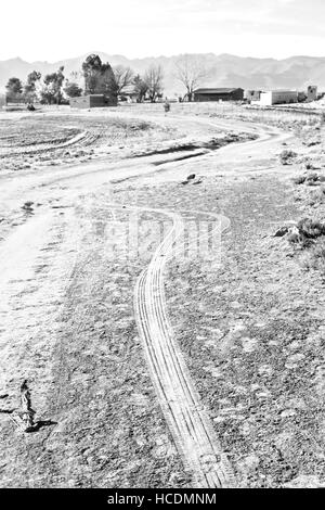 Bewegungsunschärfe in Lesotho Malealea Straßendorf Nahfeld Berg- und coultivation Stockfoto