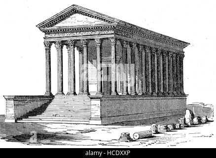 Maison Carree, Nimes, Frankreich, einen Tempel in der alten Nemausus, 2. Jahrhunderts, die Geschichte des antiken Rom, Römisches Reich, Italien Stockfoto