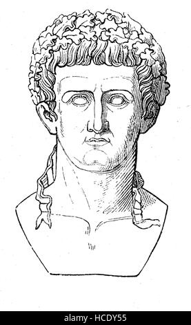 Tiberius, war 42 v. Chr. - 37 n. Chr. ein Roman Emperor aus 14 n. Chr. bis 37 n. Chr., Tiberius Claudius Nero geboren,, die Geschichte des antiken Rom, Römisches Reich, Italien Stockfoto