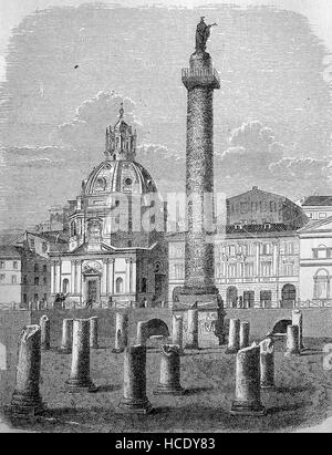 Trajanssäule, Colonna Traiana, eine römische Siegessäule in Rom, Italien, das erinnert an römische Kaiser Trajan Sieg in den dakischen kriegen, die Geschichte des antiken Rom, Römisches Reich Stockfoto