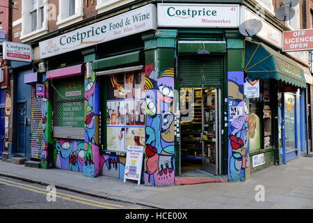 Graffiti auf Brick Lane in London, Vereinigtes Königreich. Stockfoto