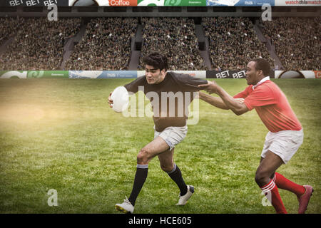 Zusammengesetztes Bild des Rugby-Fans in der arena Stockfoto