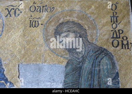 Mosaik mit der Darstellung des Christus Pantokrator. Als eines der schönsten Mosaiken der byzantinischen Kunst. 13. Jahrhundert in der Hagia Sophia in ich Stockfoto