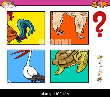 Cartoon-Illustration der erzieherischen Tätigkeit Spiel erraten, Tiere für Kinder Stock Vektor