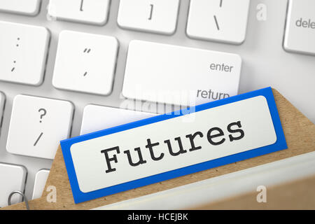 Karteikarte mit Inschrift Futures. 3D. Stockfoto